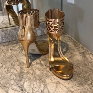 Gold/rose gold tone shoes